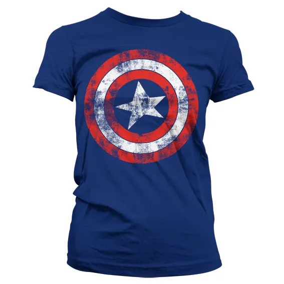 Captain America Distressed Shield Girly T-Shirt