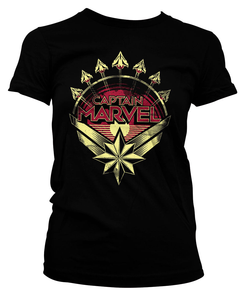 Captain Marvel Distressed Shield Girly Tee