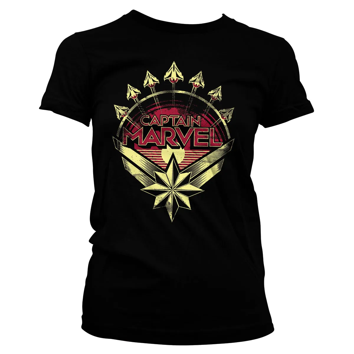 Captain Marvel Distressed Shield Girly Tee