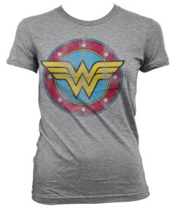 Wonder Woman Distressed Logo Girly Tee